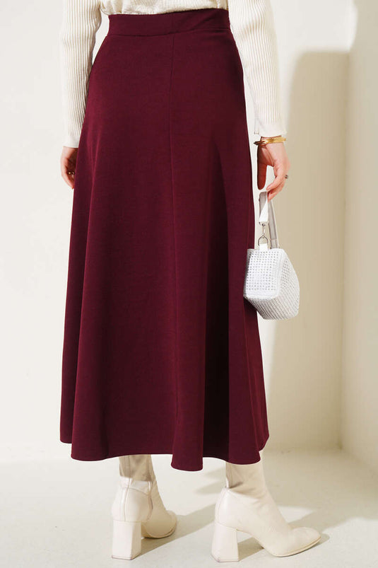 Straight Flared Skirt Claret Red