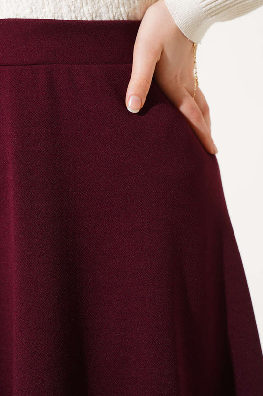 Straight Flared Skirt Claret Red