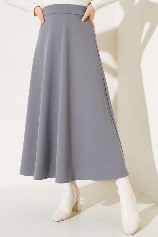 Straight Flared Skirt Gray