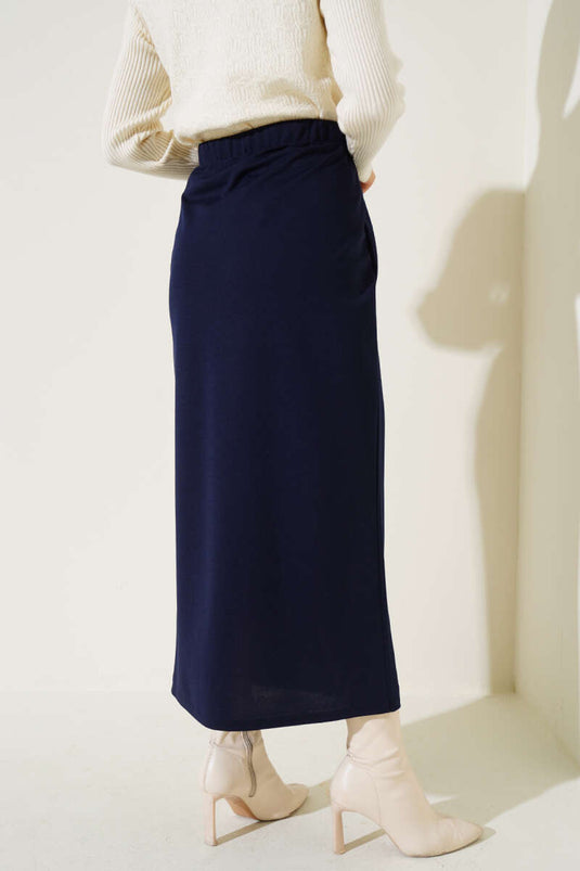 Düz Lacivert Kalem Etek
