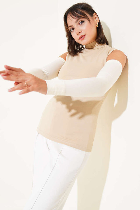 Schlichte Beige Hijab-Armstulpen