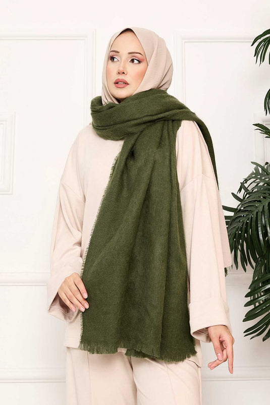 Châle uni à épaules dénudées kaki
