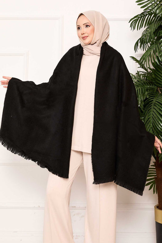 Düz Omuz Şalı Siyah