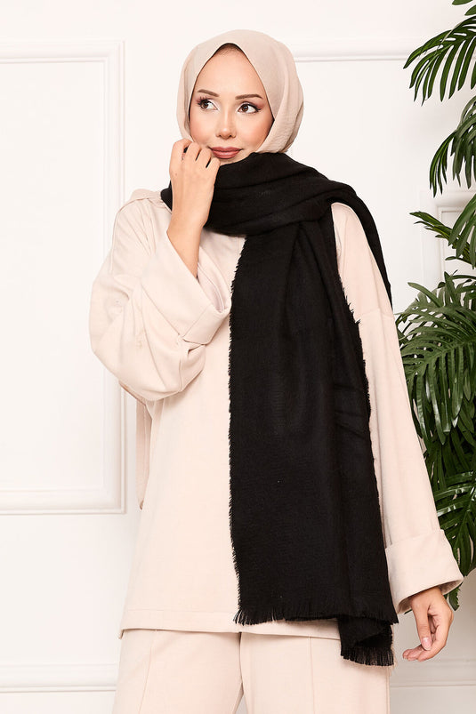 Düz Omuz Şalı Siyah