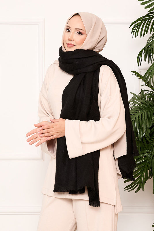 Düz Omuz Şalı Siyah