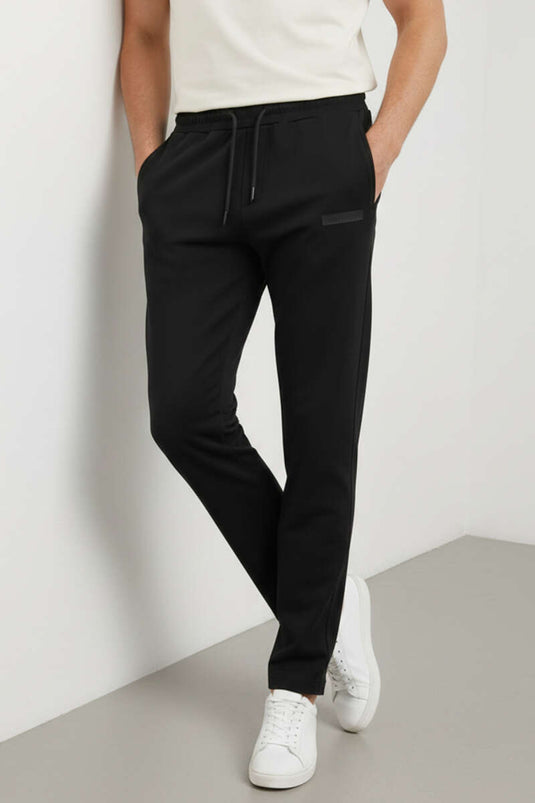 Straight-Leg Printed Men's Sweatpants Black