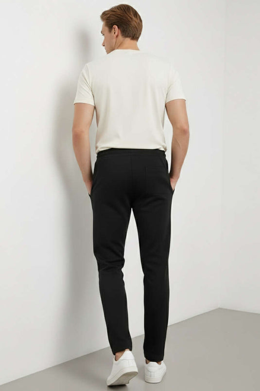 Straight-Leg Printed Men's Sweatpants Black