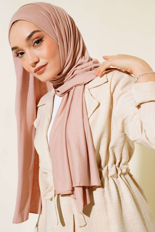 Châle en coton peigné uni rose