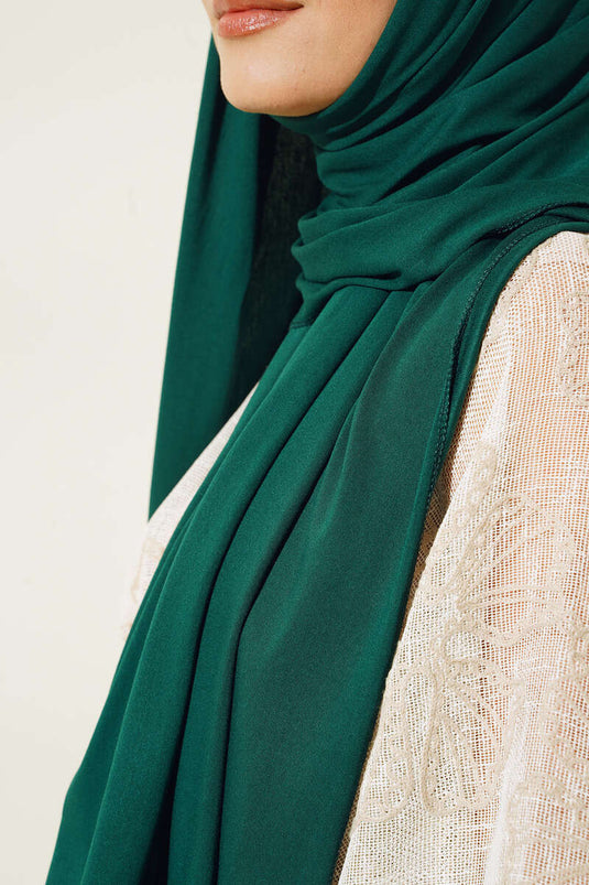 Châle Coton Peigné Uni Émeraude