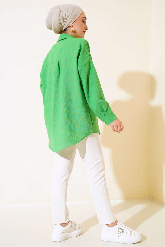 Plain Oversized Shirt Green