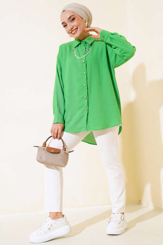 Plain Oversized Shirt Green