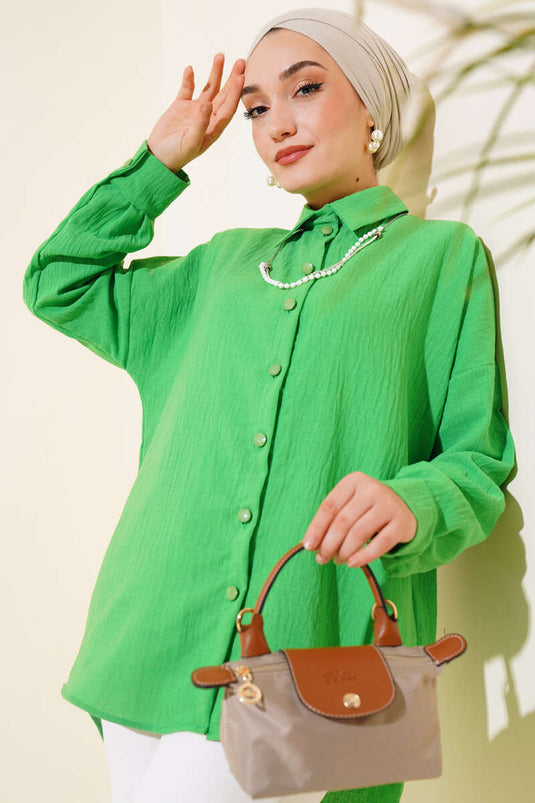 Plain Oversized Shirt Green
