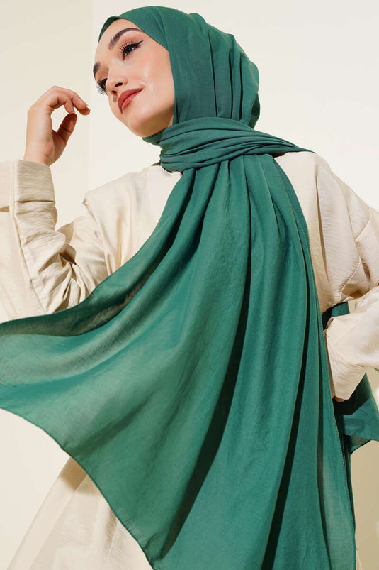 Düz Soft Kraş Şal Zümrüt Yeşili