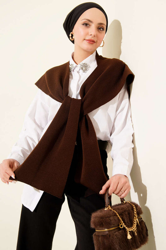 Châle d'épaule en tricot uni marron