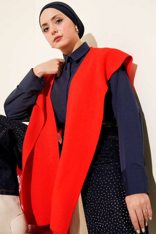 Châle d'épaule en tricot uni rouge