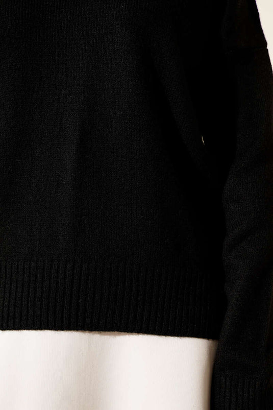 Düz Yumoş Triko Kazak Siyah