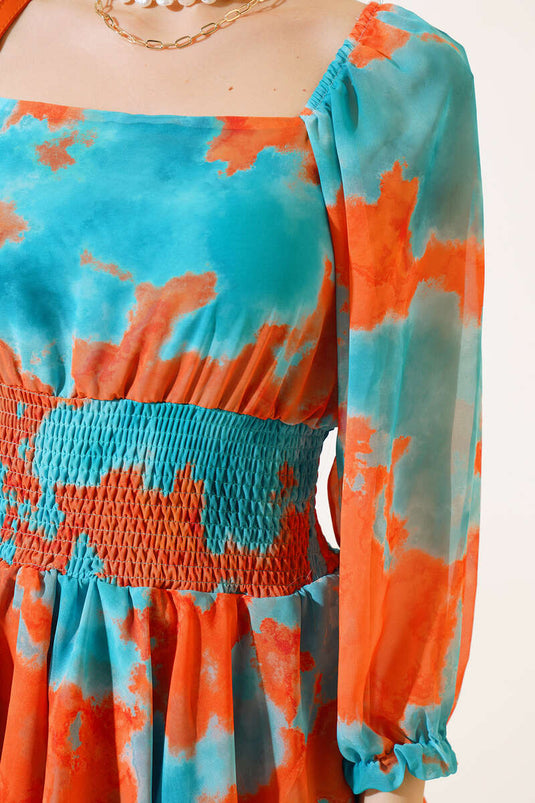 فستان إبرو بنمط الخصر ومكشكش باللون النعناعي