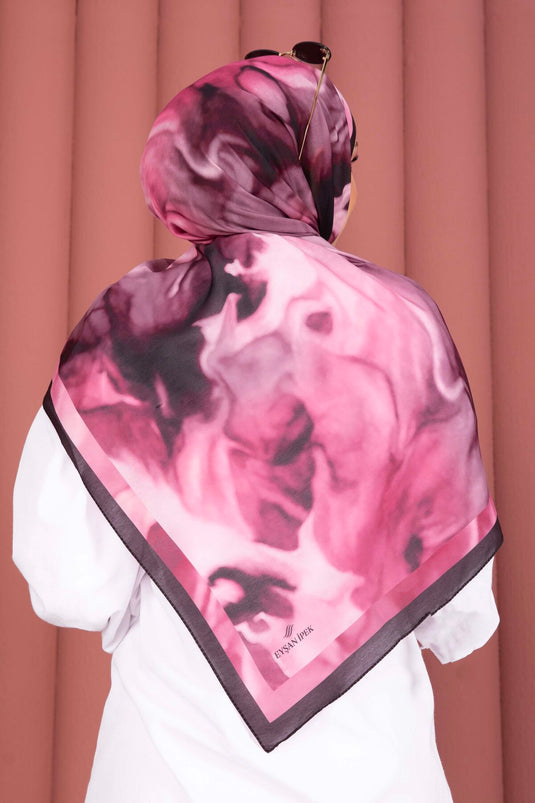 Série d'écharpes Ebru motif fuchsia