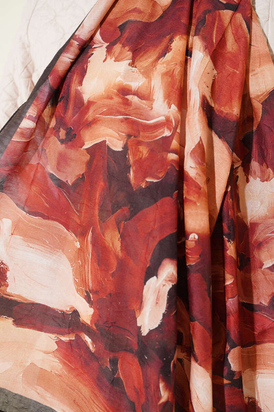 وشاح كراش من الخيزران بنقشة إبرو بلون الطين