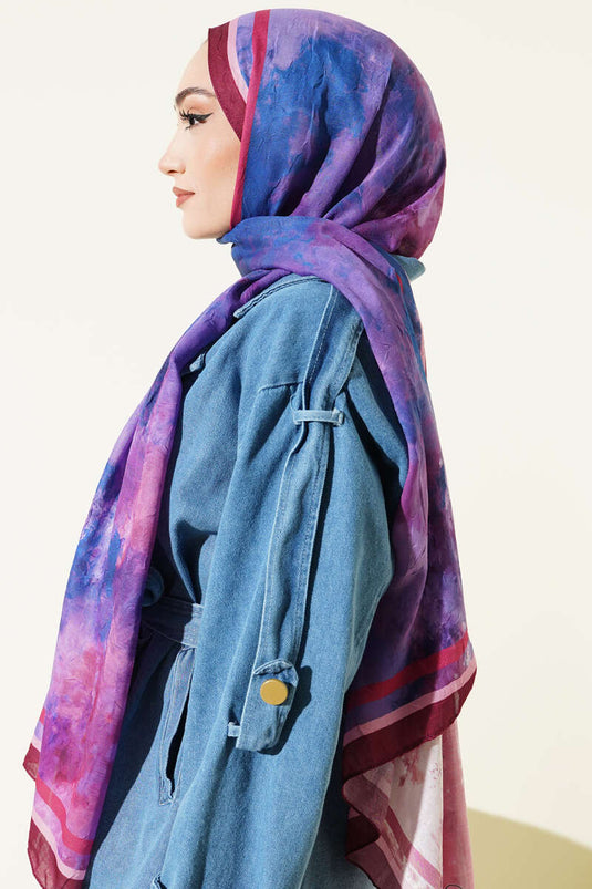 Marbled Pattern Bamboo Crush Shawl Burgundy