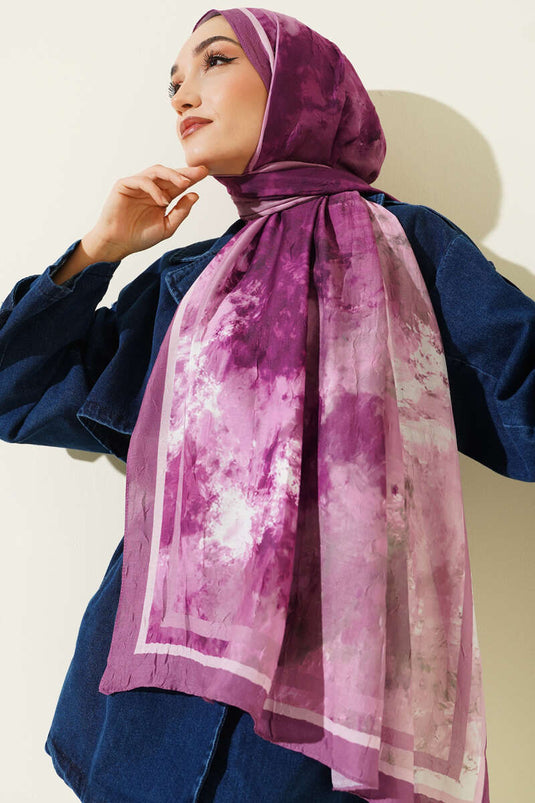 Marbled Pattern Bamboo Crush Shawl Rose Pink