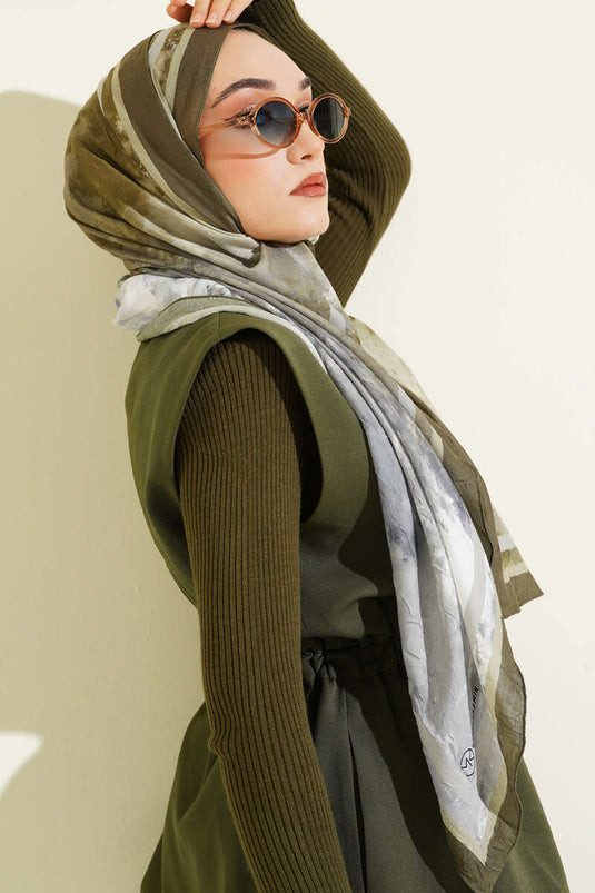 Marbled Pattern Bamboo Kashgan Shawl Khaki