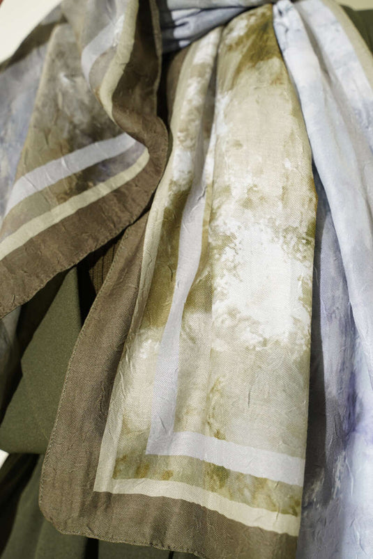 Marbled Pattern Bamboo Kashgan Shawl Khaki