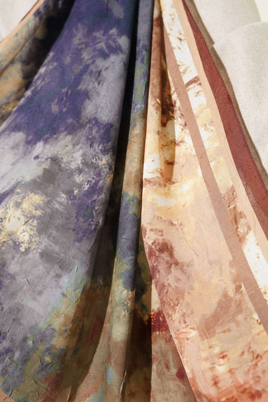 Marbled Pattern Bamboo Knit Scarf in Coffee