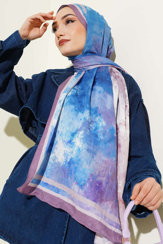 Marbled Pattern Bamboo Knit Scarf Lilac