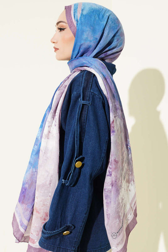 Marbled Pattern Bamboo Knit Scarf Lilac