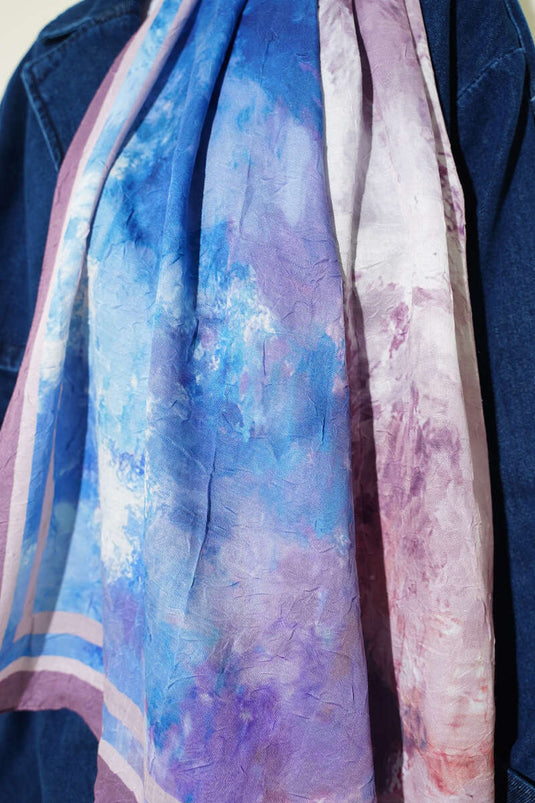 Marbled Pattern Bamboo Knit Scarf Lilac