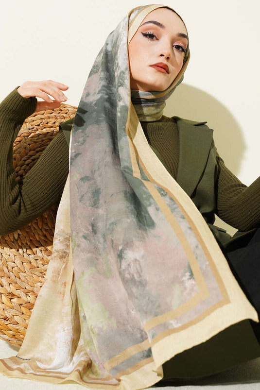 Marbled Pattern Bamboo Crush Scarf Yellow