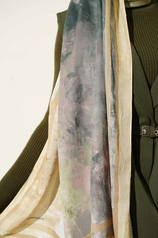 Marbled Pattern Bamboo Crush Scarf Yellow