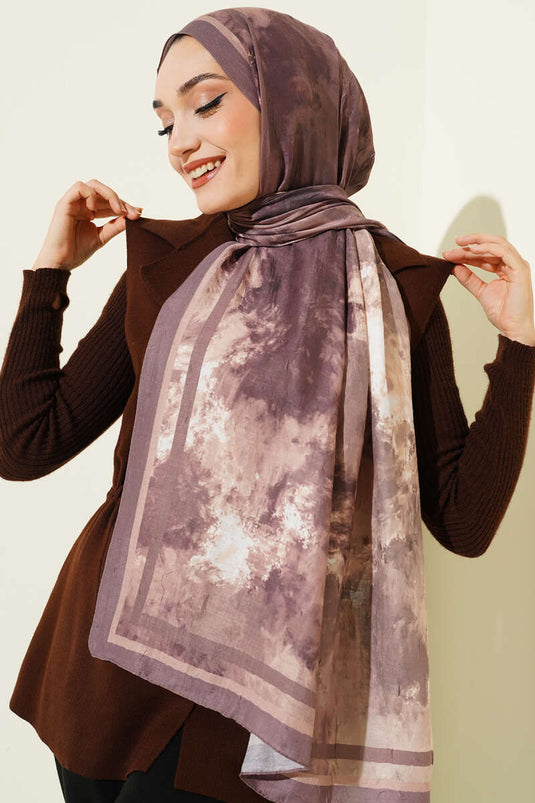 Marbled Pattern Bamboo Knit Scarf Soft Coffee