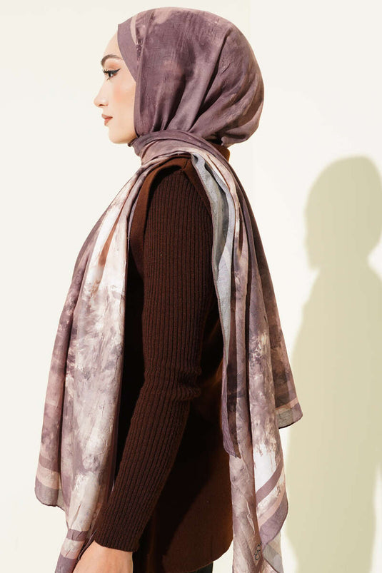 Marbled Pattern Bamboo Knit Scarf Soft Coffee