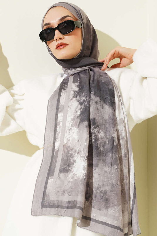 وشاح من الخيزران بنقشة رخامية، لون رمادي حجري