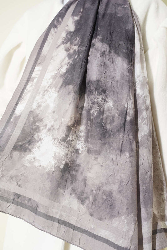 وشاح من الخيزران بنقشة رخامية، لون رمادي حجري