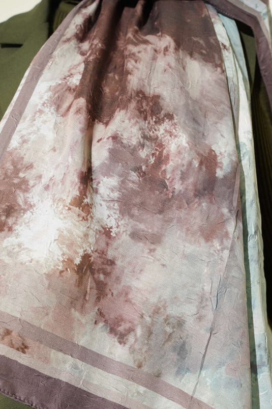 وشاح محبوك من الخيزران بنمط رخامي من فرو المنك