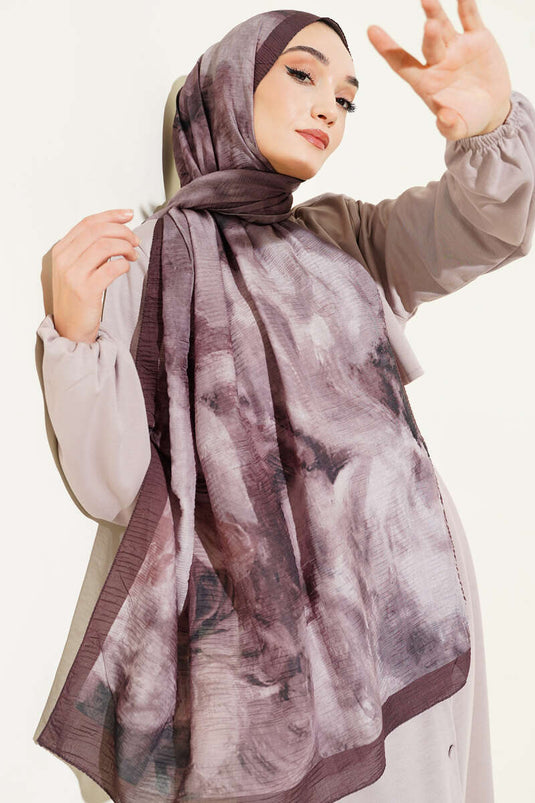 Ebruli Muster Musselintuch Dunkelbraun