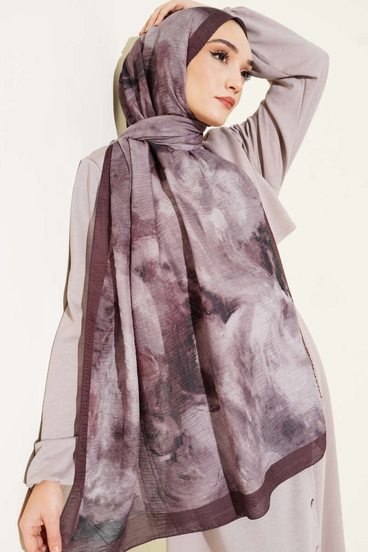 Ebruli Muster Musselintuch Dunkelbraun