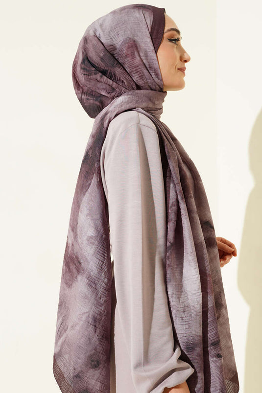 Ebruli Muster Musselintuch Dunkelbraun