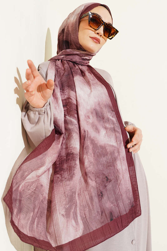 Variegated Pattern Muslin Shawl Brown