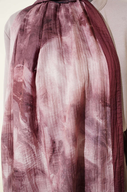 Variegated Pattern Muslin Shawl Brown