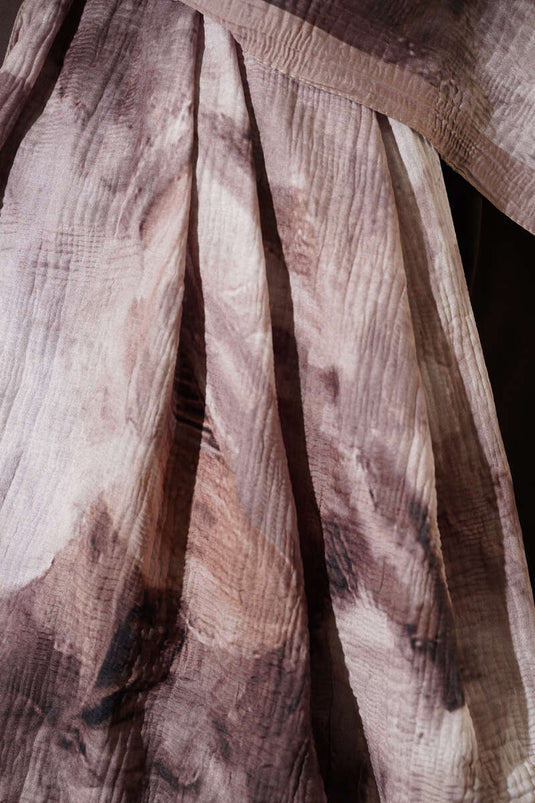 Écharpe mousseline à motif ébré brun sable