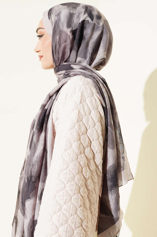Écharpe en bambou à motif Ebruli beige