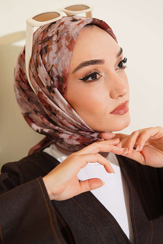 Ebruli Desenli Eşarp Soft Kahve