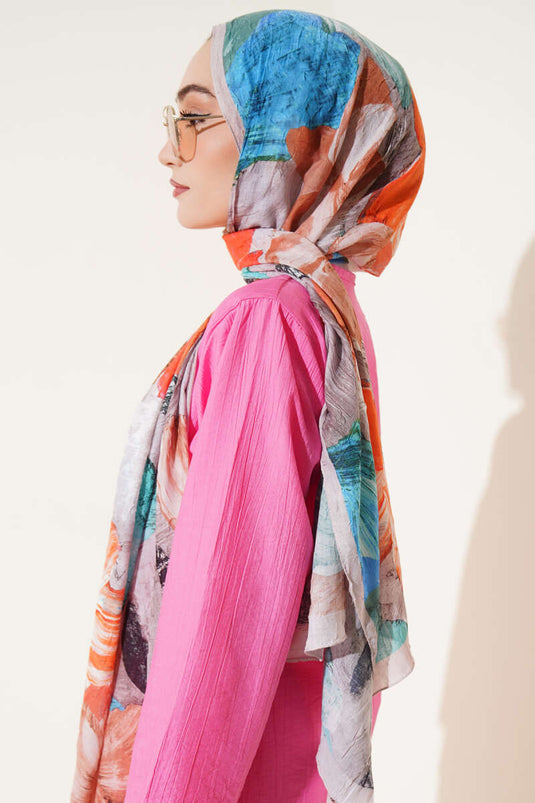 شال ناعم من الكاش بنقشة رخامية، بيج