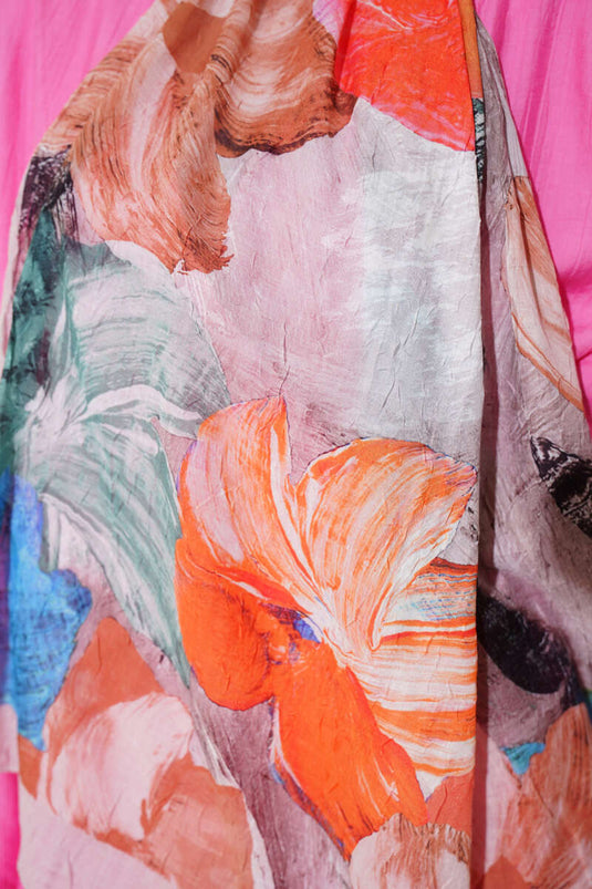 Ebruli Desenli Soft Kraş Şal Bej