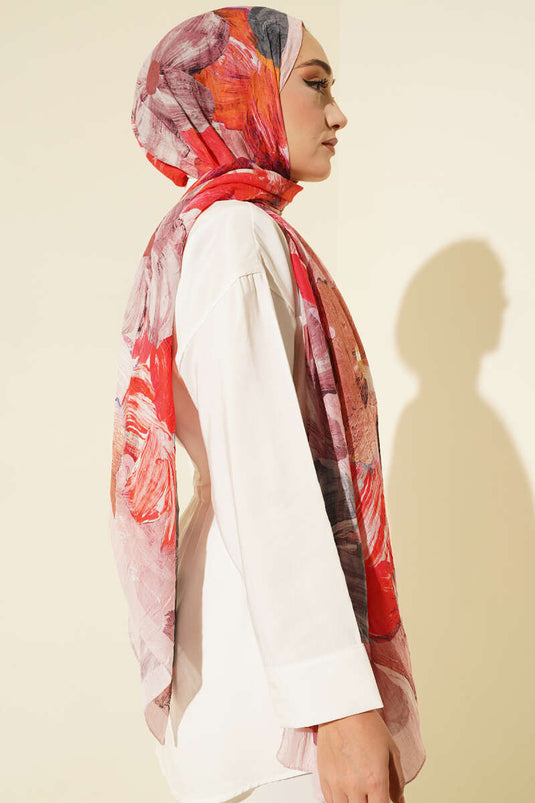 وشاح ناعم الملمس بنقشة رخامية، لون وردي فاتح