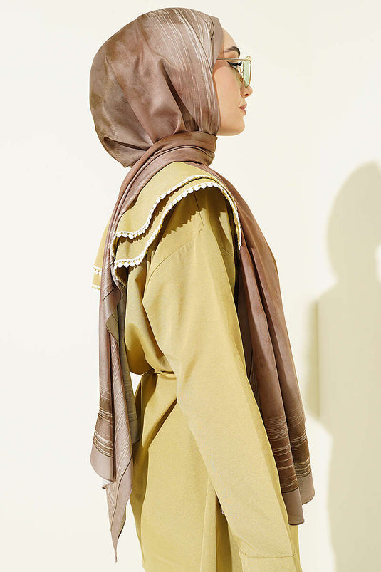 Écharpe motif marbre Ebruli beige sable